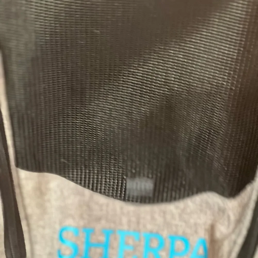 Sherpa, gray and black backpack small pet carrier. ￼